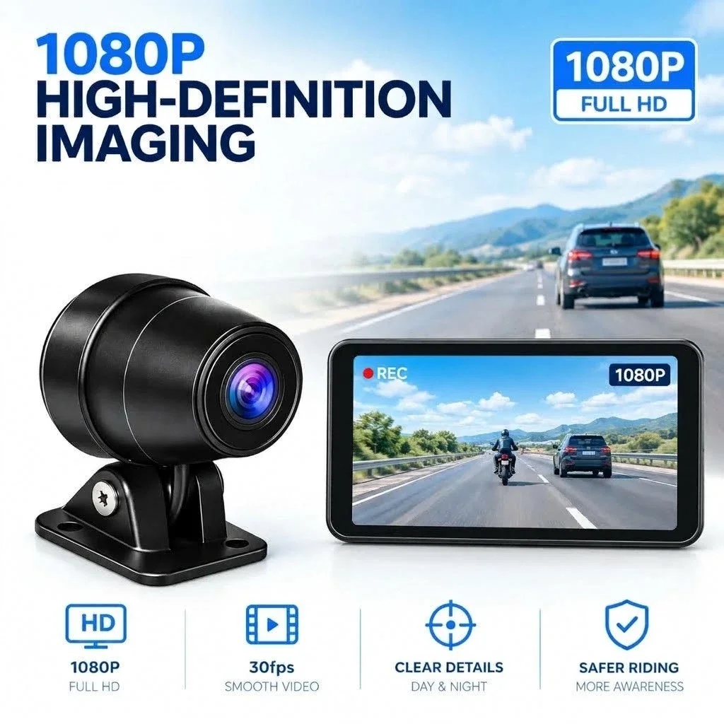Aoocci C6Pro HD Camera for Motorcycle Carplay & Android Auto 1080P 30fps Dual Recording & 140° Wide Viewing Angle,IP67 Dash Cam