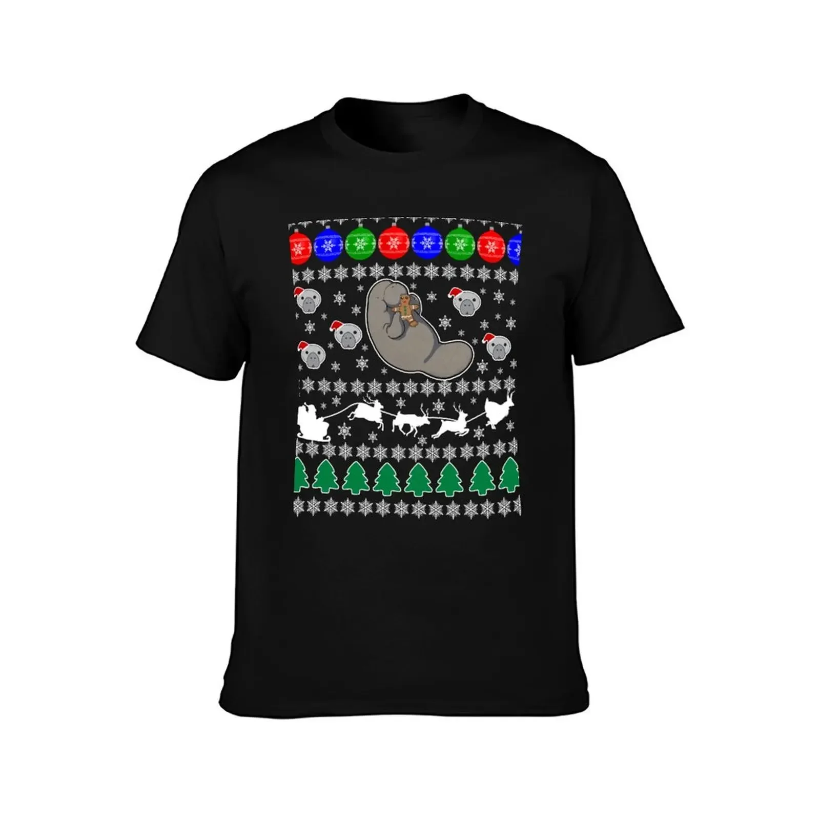 Manatee Sea Cow Dugong Eating Gingerbread Man Ugly Christmas Sweater Xmas Party Jumper Gift Idea T-Shirt