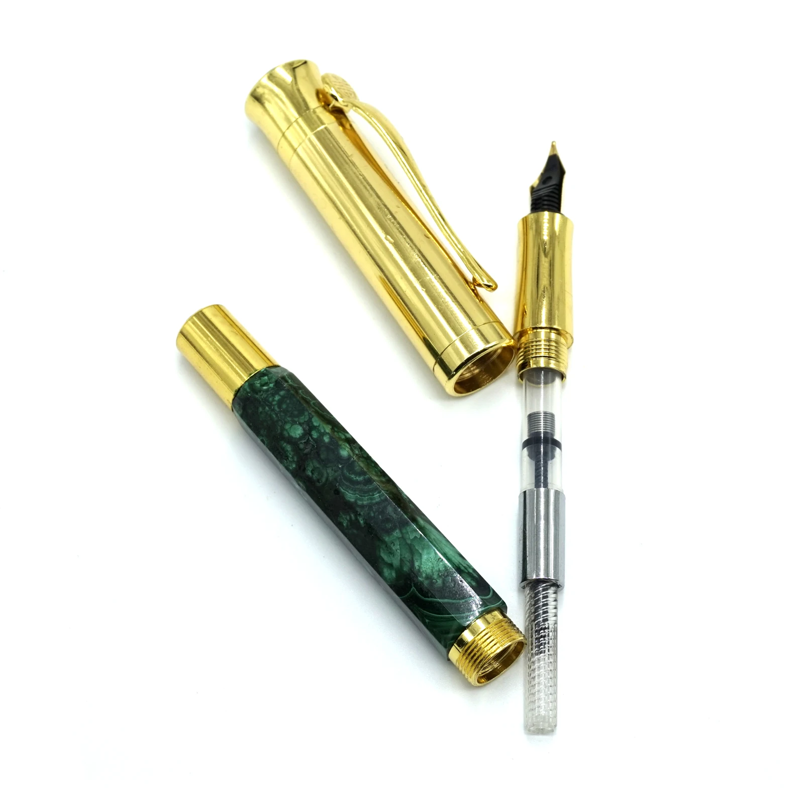 Luxury Quality Fountain Pen Natural Congo Malachite with 0.7mm, 1.0mm Nib Luxury for Collection. Nice Writing Free Gift Box image 2