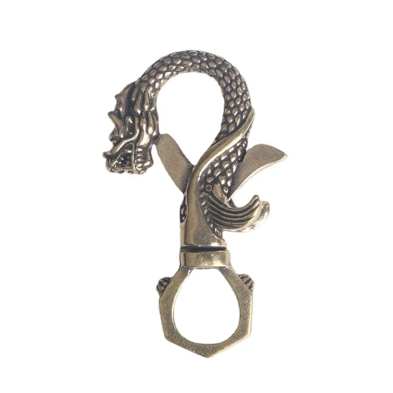 Dragão de bronze vintage e Phoenix Chaveiro Criativo Ganchos, amantes de fecho pendurado, chinês-Chic Metal Fivelas de cintura