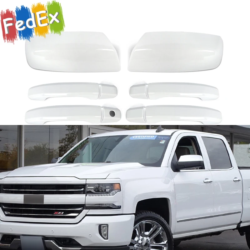 

Summit White Car Exterior Side Door Handle Bowl Cover Rearview Mirror Cap For Chevrolet Silverado 1500 2014-2018