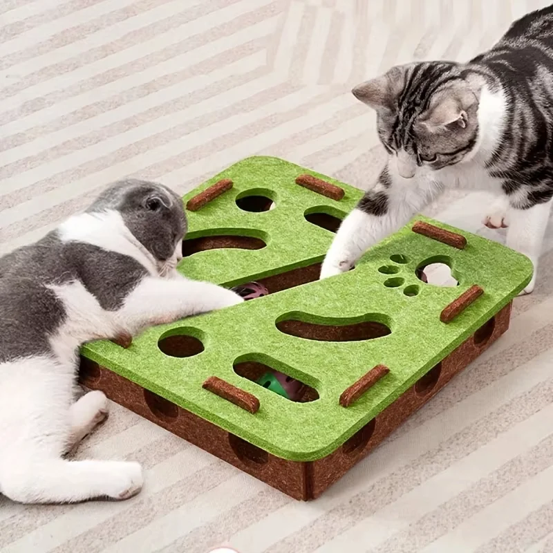 Jouet interactif pour chat : tunnel labyrinthe en feutre, distributeur de friandises, puzzle avec clochette et balle, enrichissement et soulagement de l'ennui, jeu de fouillis d'intérieur pour chat