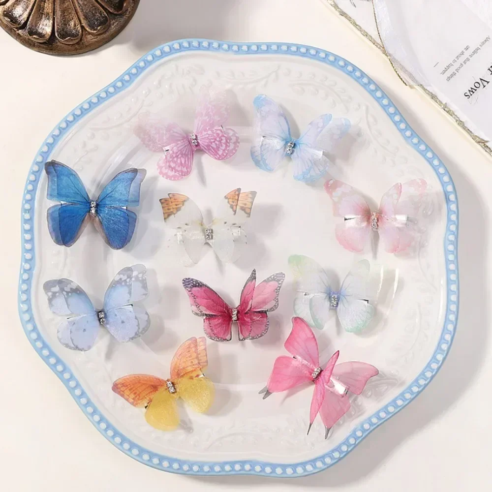 

5PCS New Mesh Double-layer Butterfly Hairpins Cute Princess Lovely Girls Children Headwear Hairgrip Hair Clips Hair Accessories