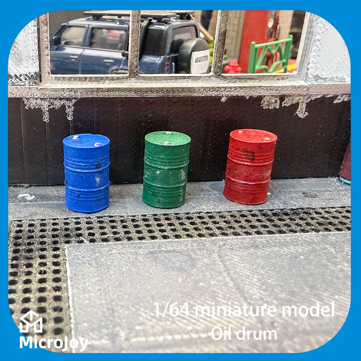 

Detailed Scene: 1:64 Scale Miniature Model Repair Workshop, Oil Drums, Mini Street Decorations, Car Model Scene, Vintage Setup