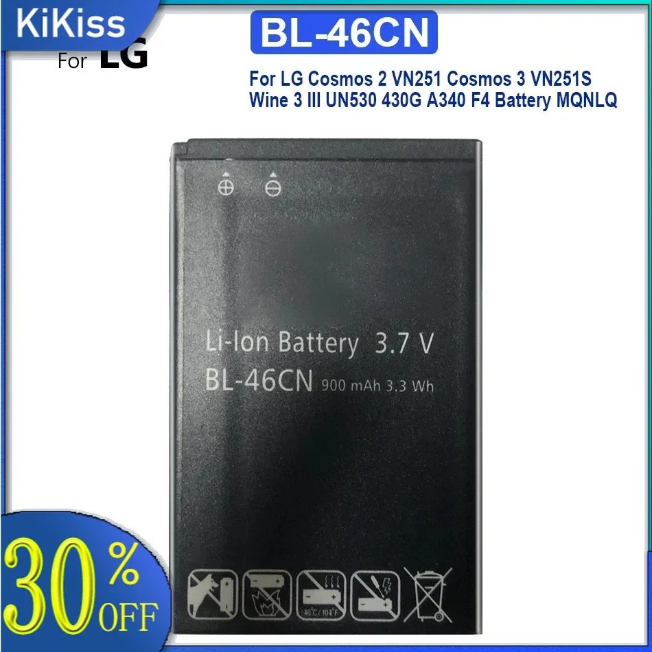 Mobile Phone Battery BL-46CN 900mAh for LG Cosmos 2 VN251 cosmos 3 VN251S Wine 3 III UN530 430G A340 F4 MQNLQ