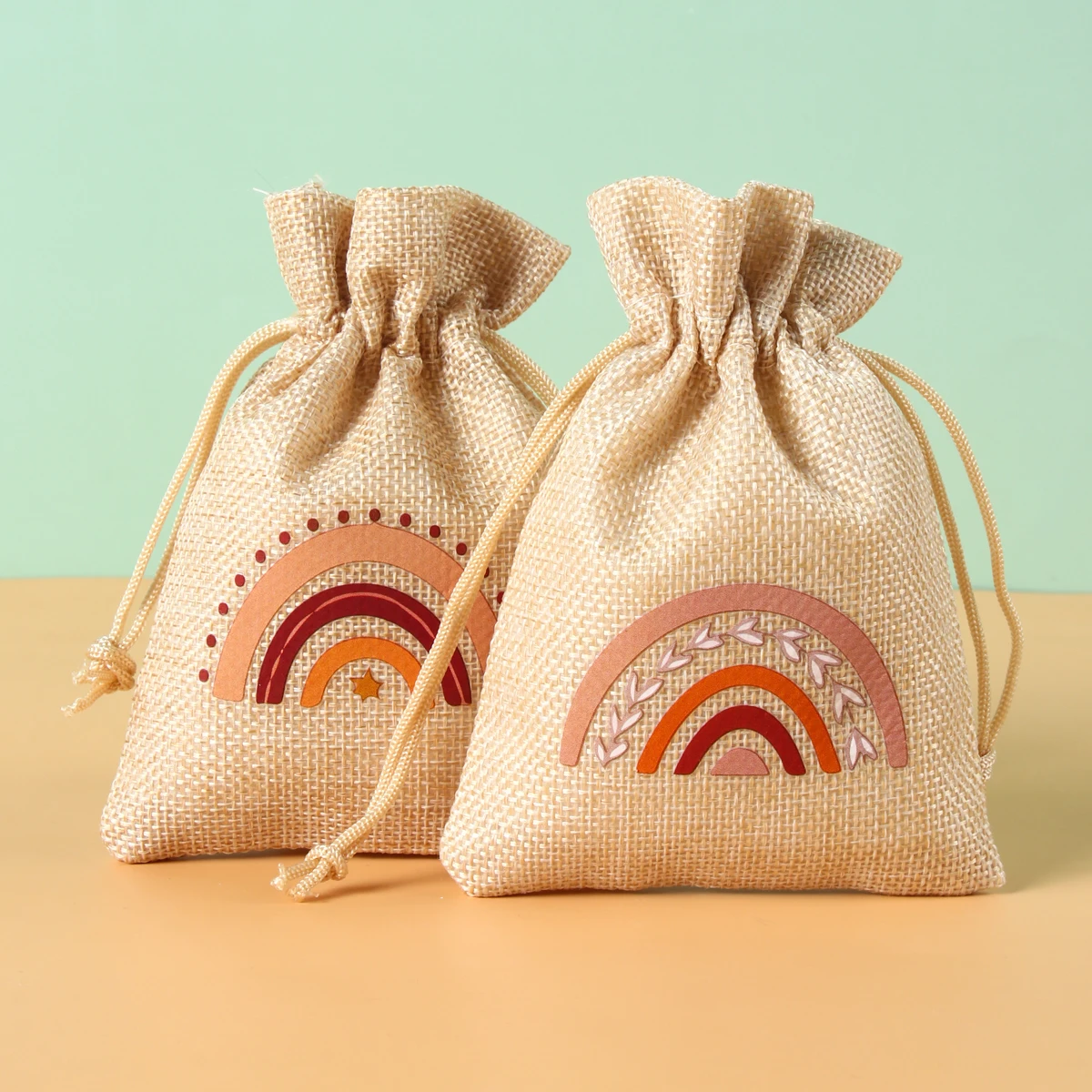 6Pcs Fashion Cotton Drawstring Burlap Bags Wedding Favors Party Jungle Gift Jewelry Hessian Sack Pouches Packing