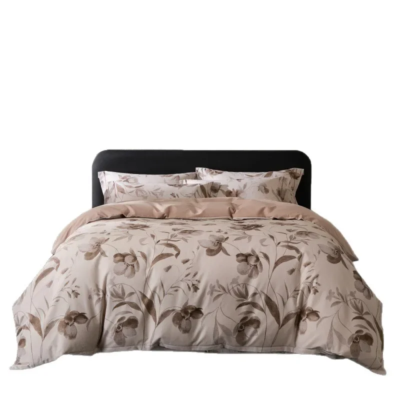 American retro style autumn and winter super soft ceramic grinding four-piece flower digital printing
