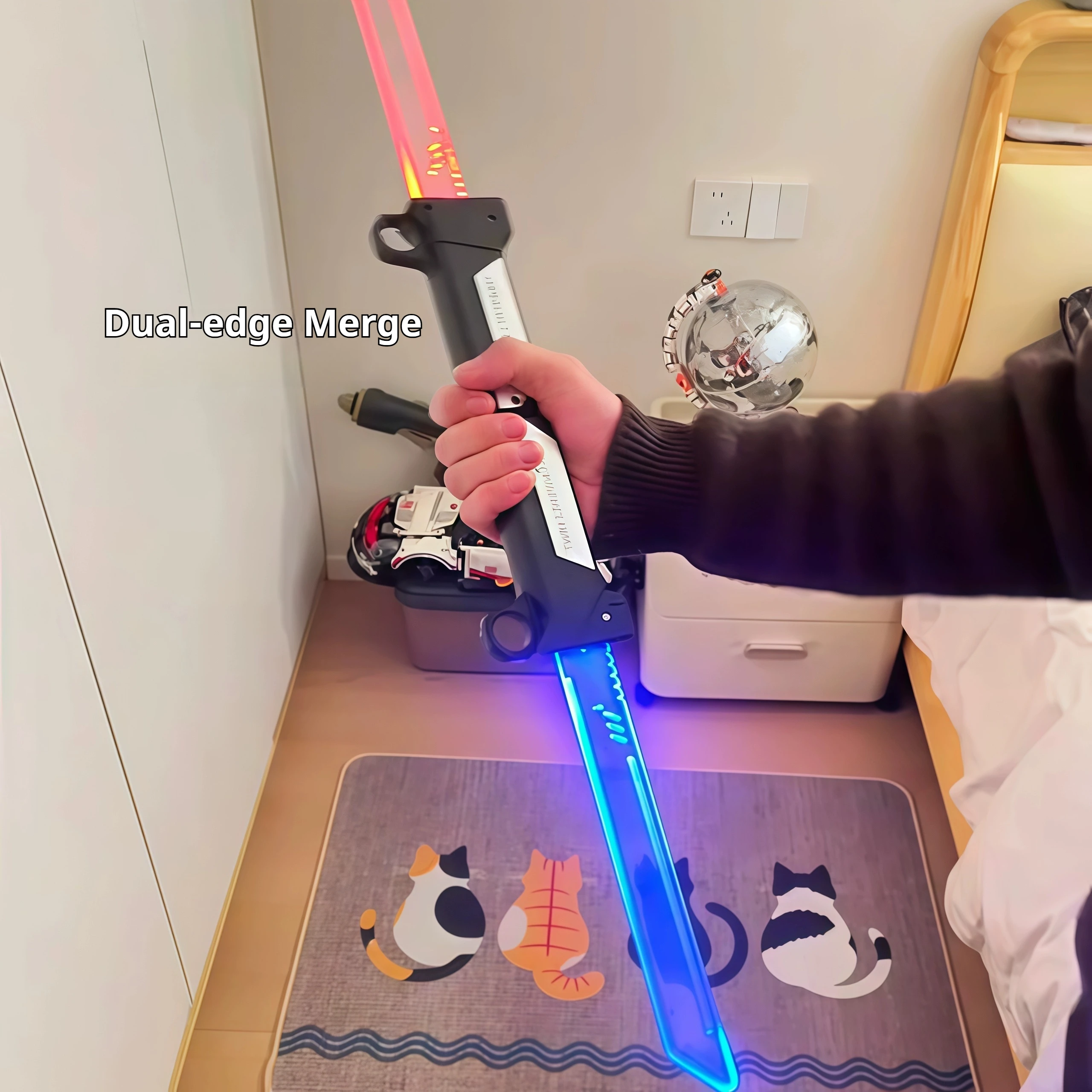 Hot Products Double Edged Telescopic Lightsaber Laser Sword Red And Blue Light Adjustment Cool Children'S Toy Xmas New Year Gift