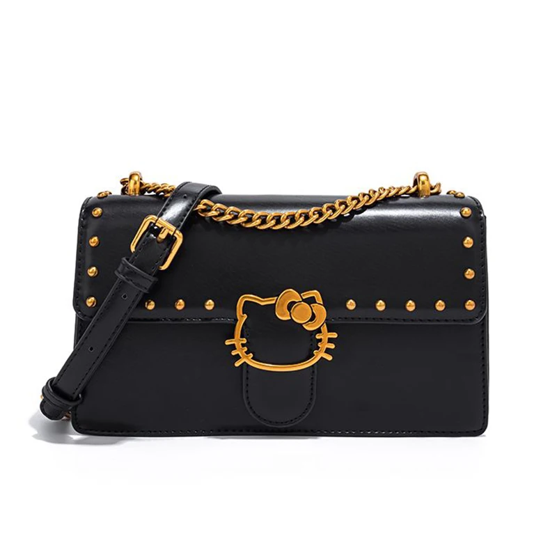 

Sanrio Hello Kitty Women's Bag Fashion Small Square Bag Luxury Women Messenger Bags Chain Women's Shoulder Bag Leather Handbags