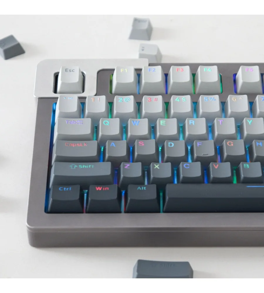 

Gradual change gray engraved light 132 key mechanical keyboard keycap polar day PBT two color infection OEM height 75/87