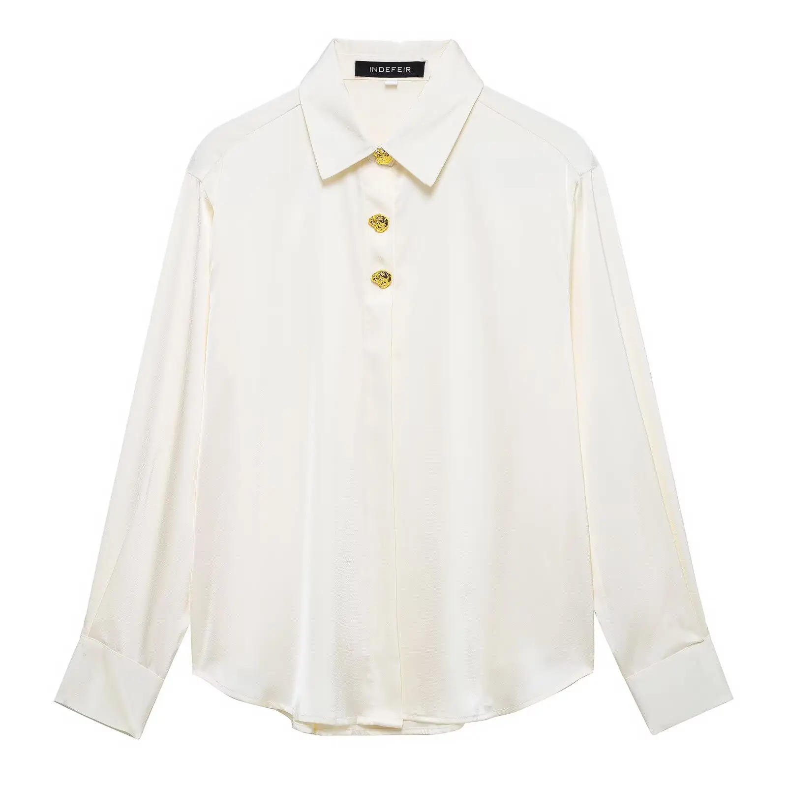 Willshela, camisa con textura satinada a la moda para Mujer, cuello de solapa, manga larga, blusa básica informal de oficina para Mujer