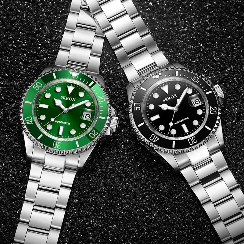 Imagem -03 - Replica Green Dial Submarine Diver Relógios de Pulso para Homens Sapphire Luminoso Aço Inoxidável Movimento Automático Militar Marca de Luxo