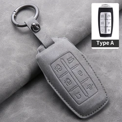 Leather Car Remote Key Case Fob Cover Shell Fob for Hyundai Genesis G80 GV70 GV80 GV90 2019 2020 2021 2022 Keychain Accessories