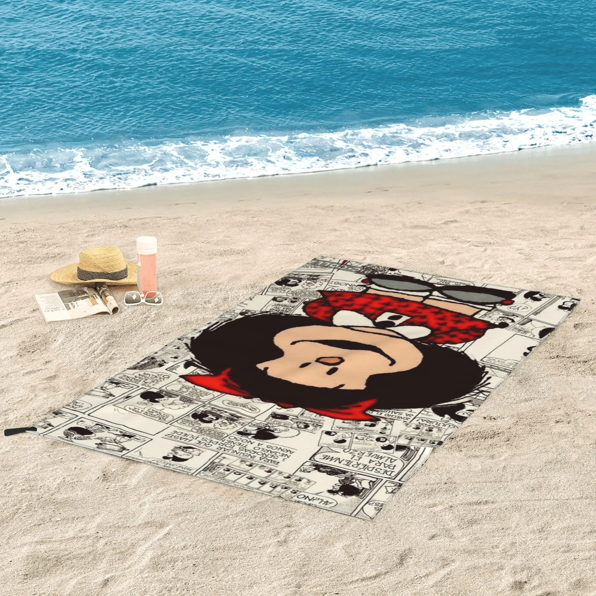 

Пляжное полотенце Mafalda Comic из мягкой микрофибры, быстросохнущее, впитывающее, для занятий йогой
