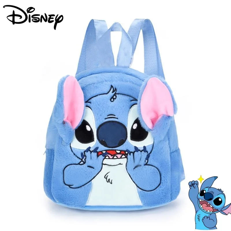 Mochila de viaje de felpa con diseño de Ángel de Stitch bonito de Disney para niños y niñas, nueva bolsa de almacenamiento versátil de gran capacidad para estudiantes