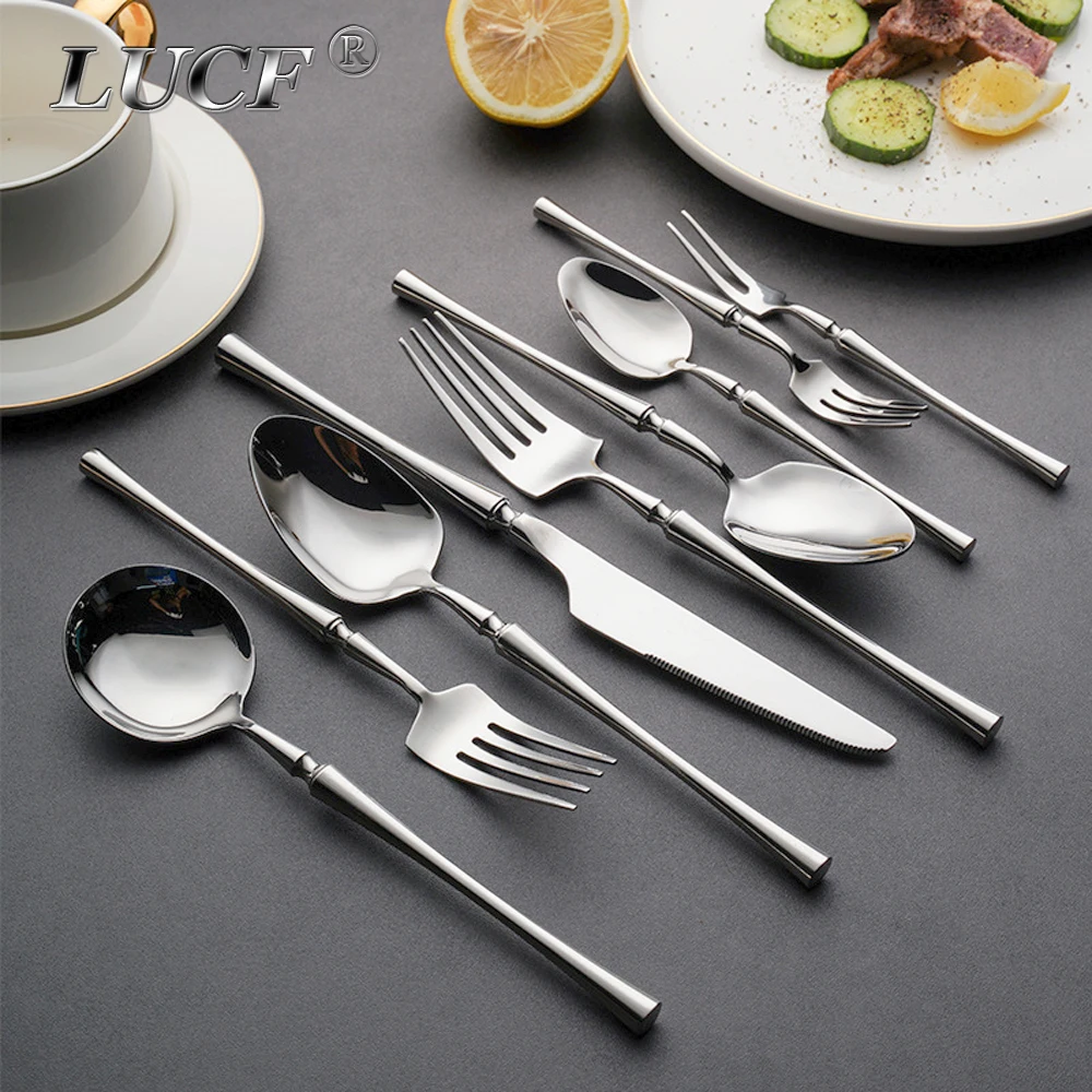 

Luxury Cutlery Set Famous Silm Waist Shape 18/10 Stainless Steel 19 Utensils Combo Dishwasher Safe Dinnerware Flatware For Home