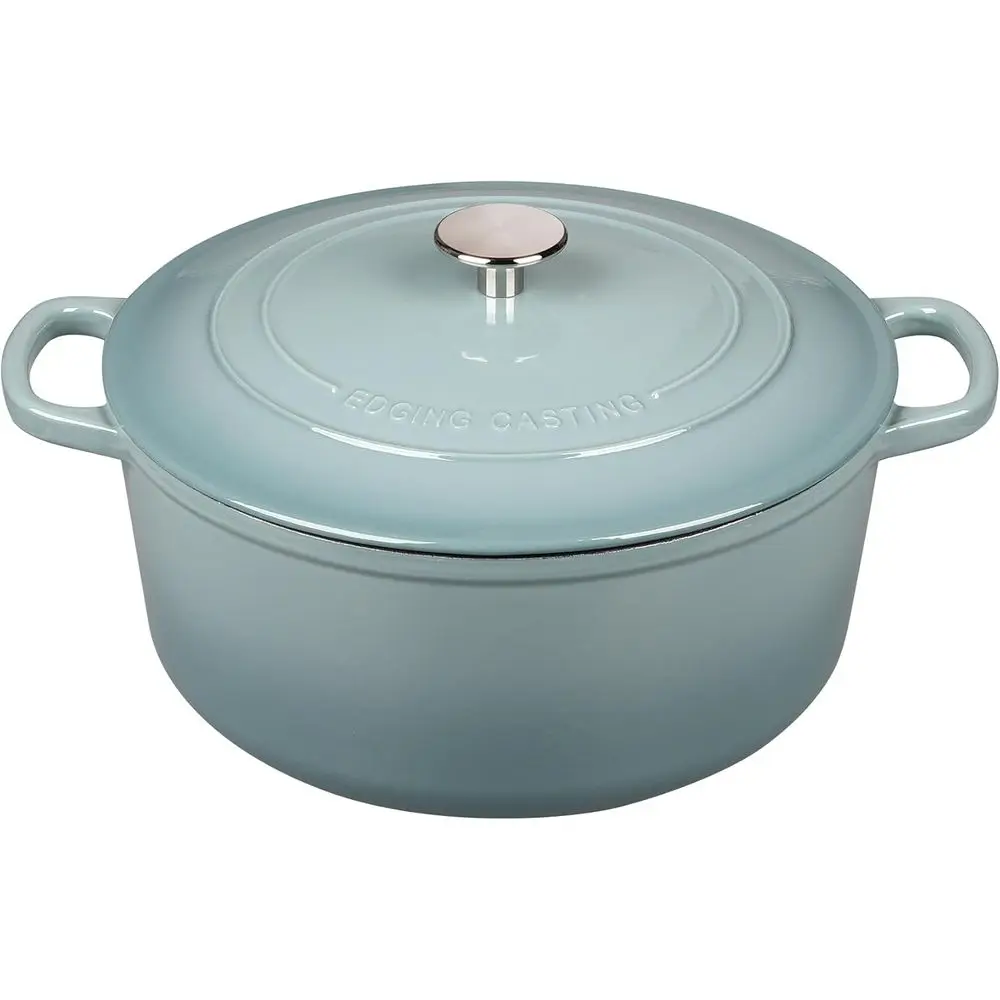 

Enameled Dutch Ovens Cast Iron Dutch Oven Pot with Lid or Bread Bg, Cook, Dual Handle, 5.5 Quart, Seasalt