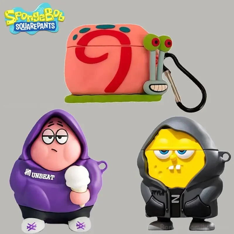 SpongeBob Silicone Earphone Case for Airpods 1/2 Anime Patrick Star Headphone Accessories Cover for AirPods Pro Shockproof Shell