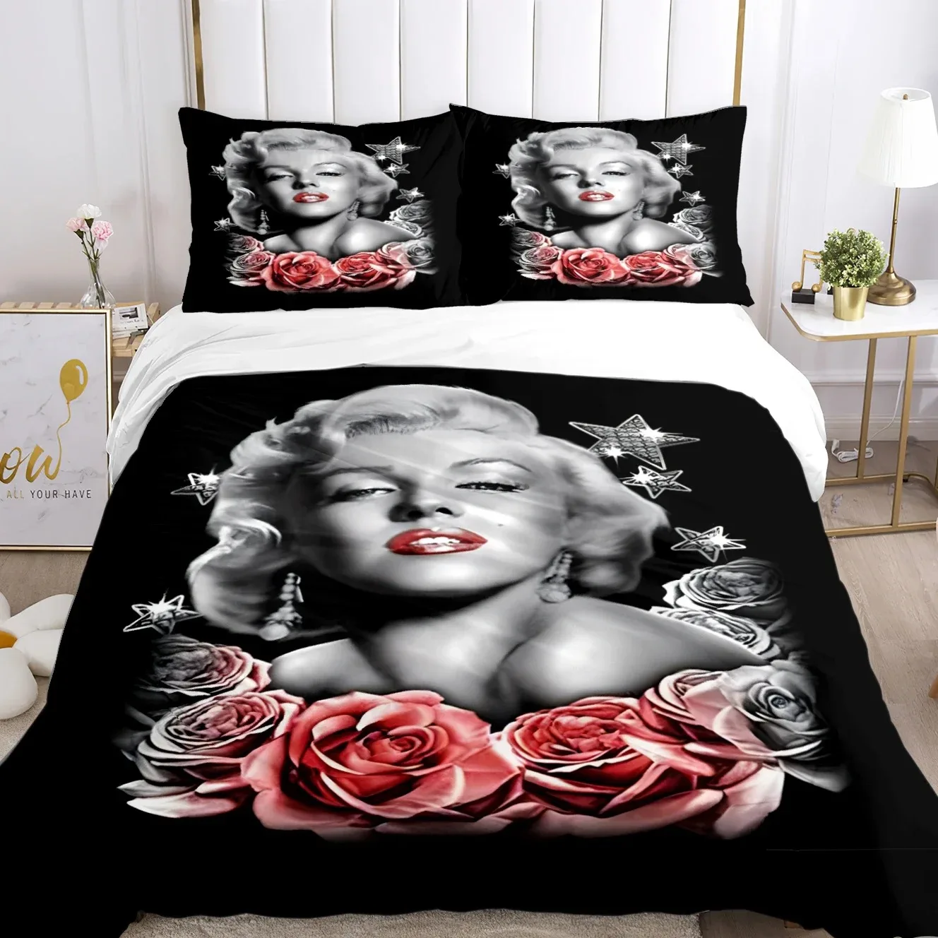 

Marilyn Monroe Duvet Cover Comforter Fear Bedding sets Soft Quilt Cover and Pillowcases for Teens Boy Single Double Queen King