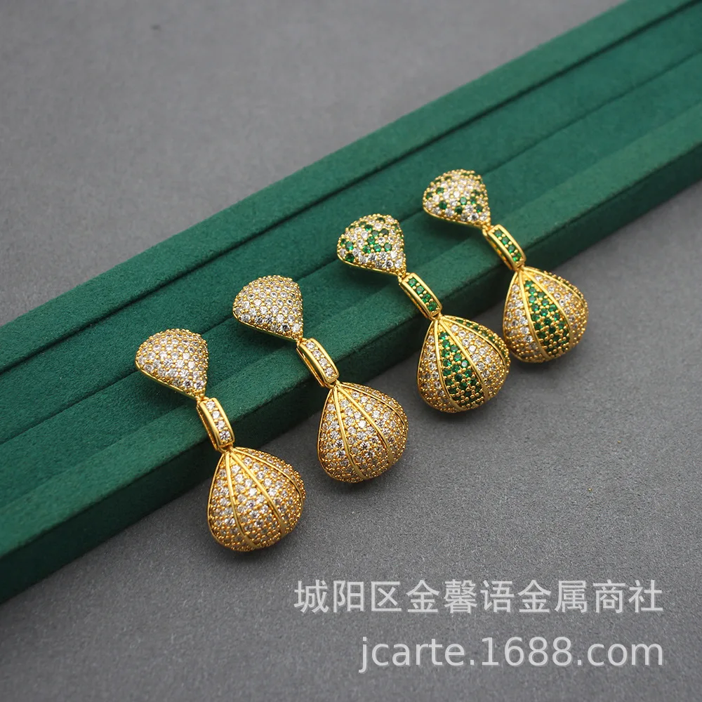 Zircon Cactus Earrings High-end Jewelry Alternative Earrings Copper Inlaid Zircon Heavy Craft Earrings