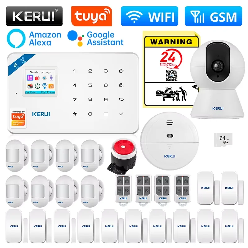 KERUI 2G WIFI GSM Alarm Security System  W181 Wireless Home Alarm Tuya Smart Burglar Alarm for House Protection Motion Sensor