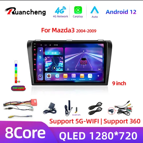 Core Android 13 Carplay para Mazda 3 2004 2005 2006 2007 2008 2009 Radio de coche con reproductor Multimedia BOSE 2 Din estéreo GPS DVD
