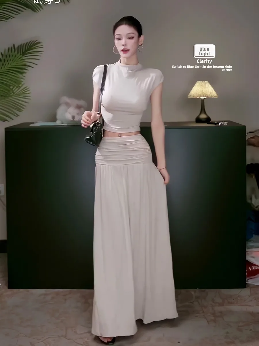 

ay Two-Piece Set Korean Salt System Ele Lazy Feeling High-End Faion Ensemble round Ne ort Sve Long Pants