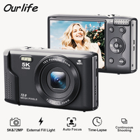 5K 72MP Ourlife Compact Camera 2.8'' Screen 16X Digital Zoom Vintage Photography Video Recorder