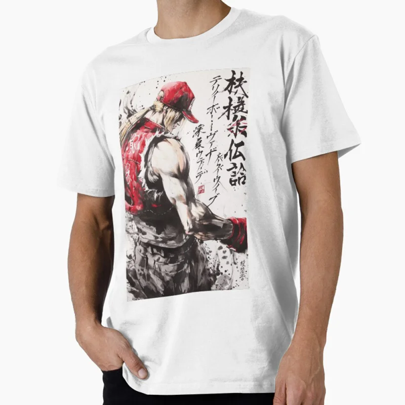 

Terry Sumi-e Retro Combat king of fighters Gift t shirt Arcade game Graphic Tee 100% cotton print Y2K Clothes All size Tops