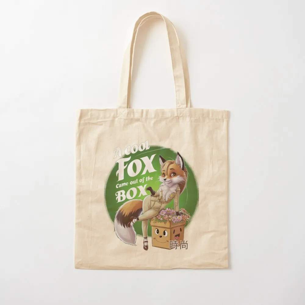 

A COOL FOX FROM THE BOX! Tote Bag Women's beach bags supermarket folding bag Canvas Tote Bag