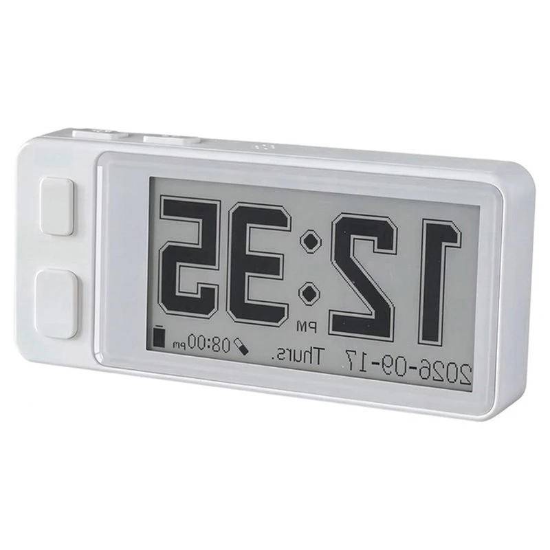 ABLU-Smart Digital Clock 3 Alarms Epaper Screen USB-C Rechargeable Long Battery Life Medication Reminder For Bedroom Kitchen