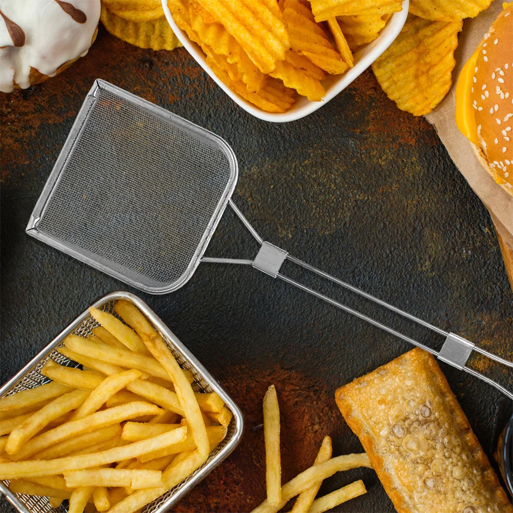 

2Pcs Square Stainless Steel Oil Residue Shovel Fine Mesh Skimmer Fryer Large Capacity Cooking Strainer Spoon Kitchen Frying