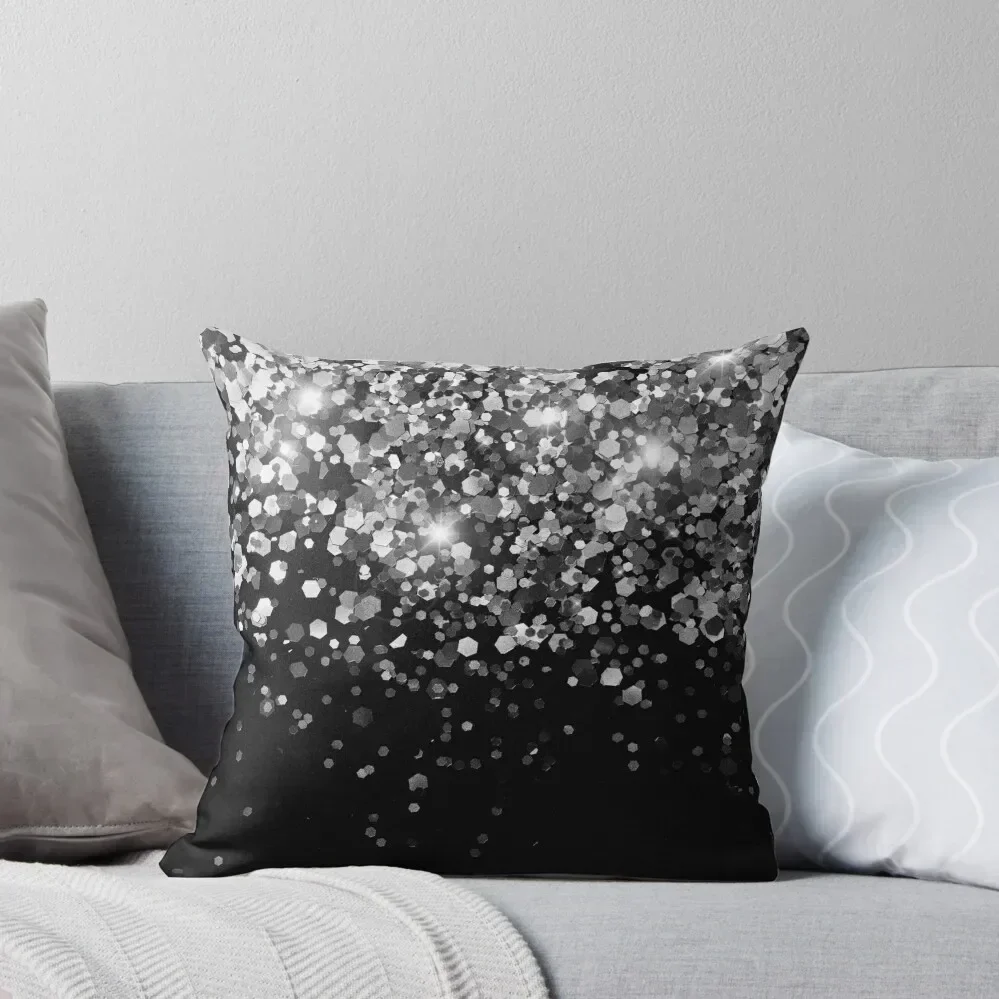 Silver Gray Black Glitter #3 (Faux Glitter - Photography) #shiny #decor #art Throw Pillow Decorative pillow case pillow