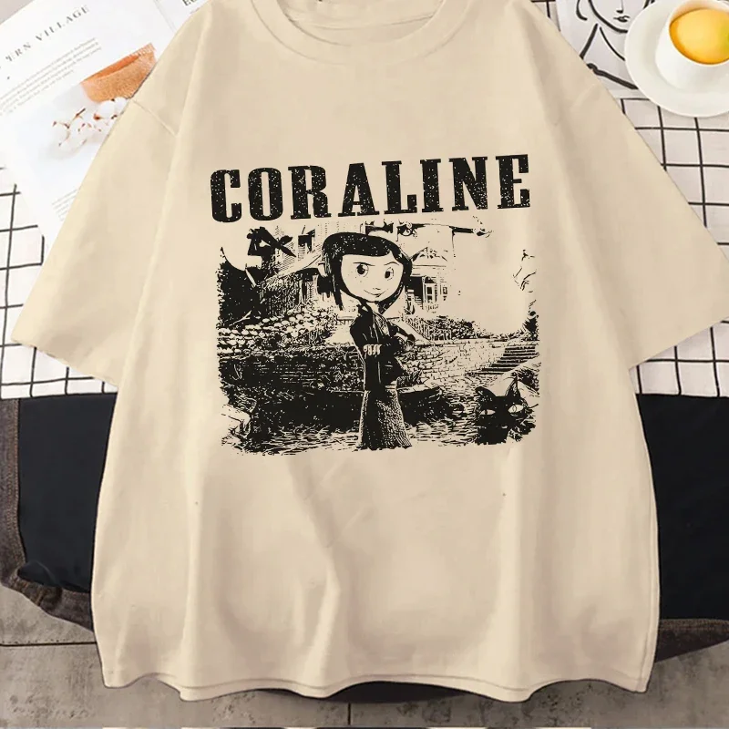 90s Coraline Doll Dreams Y2k Tee Shirt Men Women Vintage Tshirt Horror Movie T-shirt Halloween Graphic Tops Streetwear Clothes