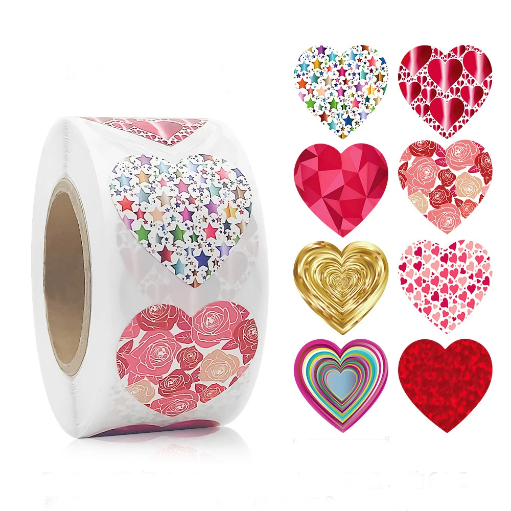 500pcs Color Valentine's Day Stickers Heart Shaped Sticker For Lovers Gift Packaging Seal Labels Reward Stickers For Kids School