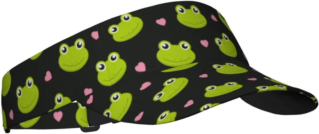 

Cute Love Frog Sunscreen Visor Hats for Women & Men, Sport Empty Top Baseball Sun Cap, Tennis Visor, Golf Visor Black