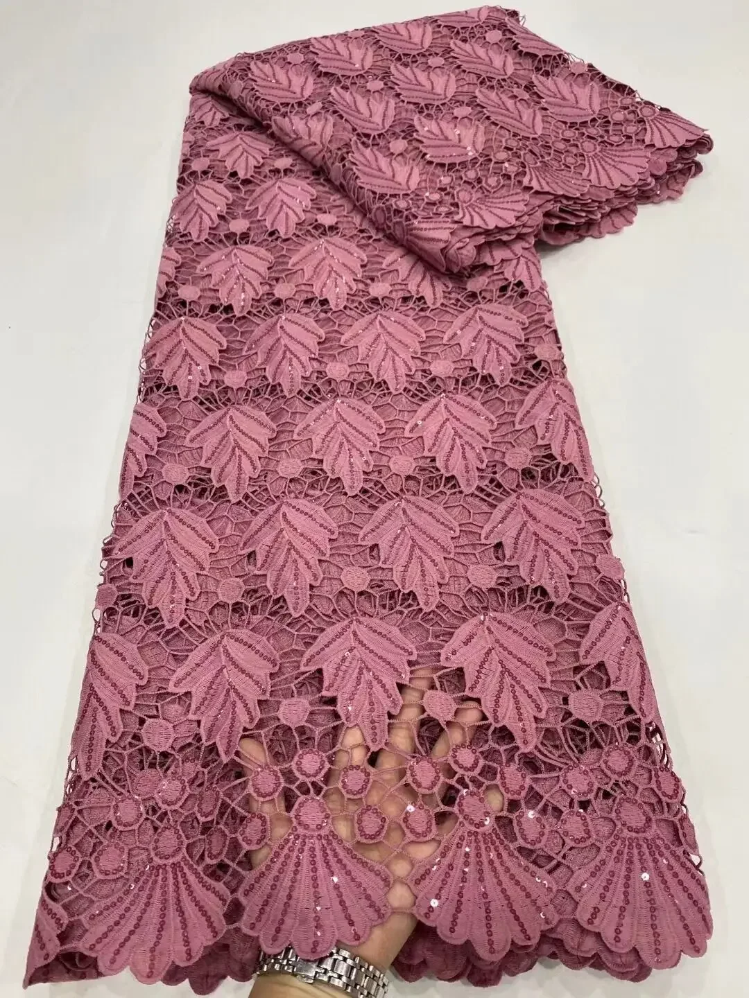 

Nigerian Lace Fabric 2021 High Quality Sequins Lace Fabric Gold Embroidered Tulle African Velvet Lace Fabric