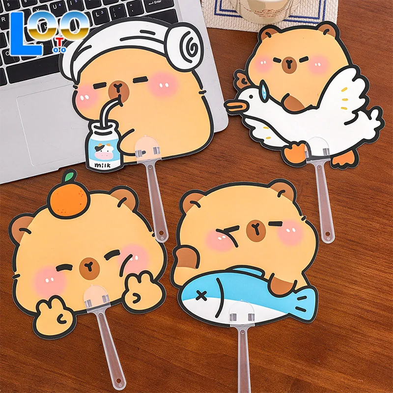 10 قطع لطيف الكرتون كابيبارا شكل البلاستيك مروحة قابلة للطي الصيف المحمولة مروحة تبريد صغيرة طالب مروحة يدوية Kawaii طفل مروحة