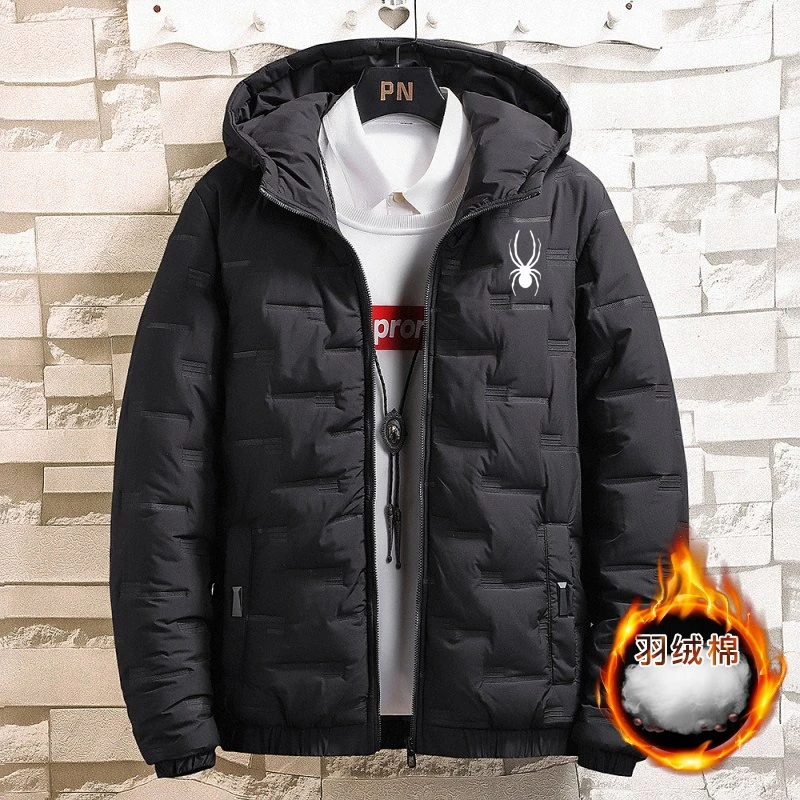 Chaqueta de béisbol acolchada de algodón para hombre, abrigo de Cachemira con estampado de arañas, Simple y grueso, nueva tendencia, invierno, 2024