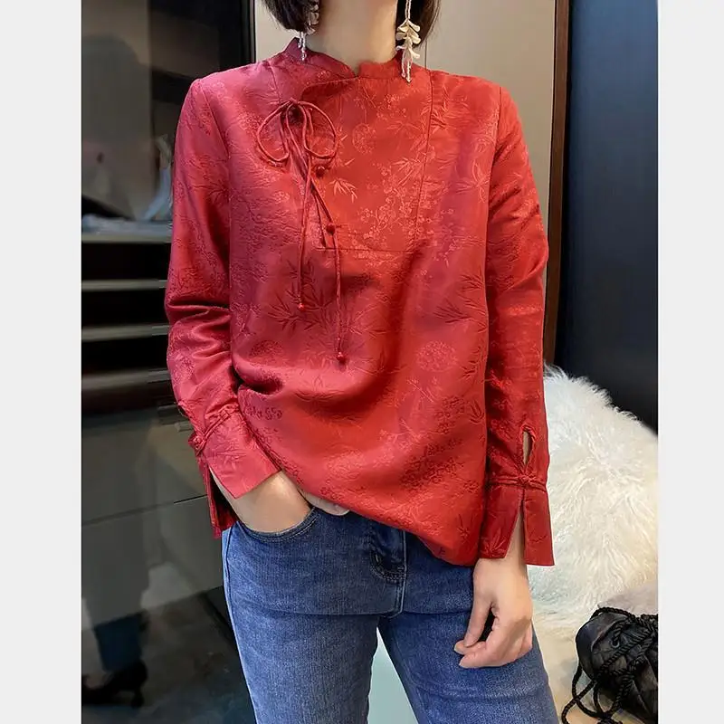 2024 chinese style traitional hanfu blouse women elegant vintage top women red graceful chinese top women oriental hanfu top