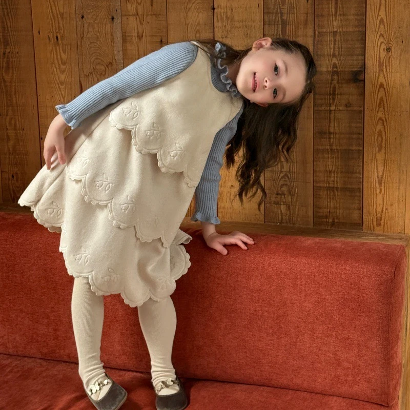 Girls Dress 2026 Autumn and Winter New Children's Clothing Korean Style Girl Baby Embroidery Lotus Leaf Cake Princess Dress