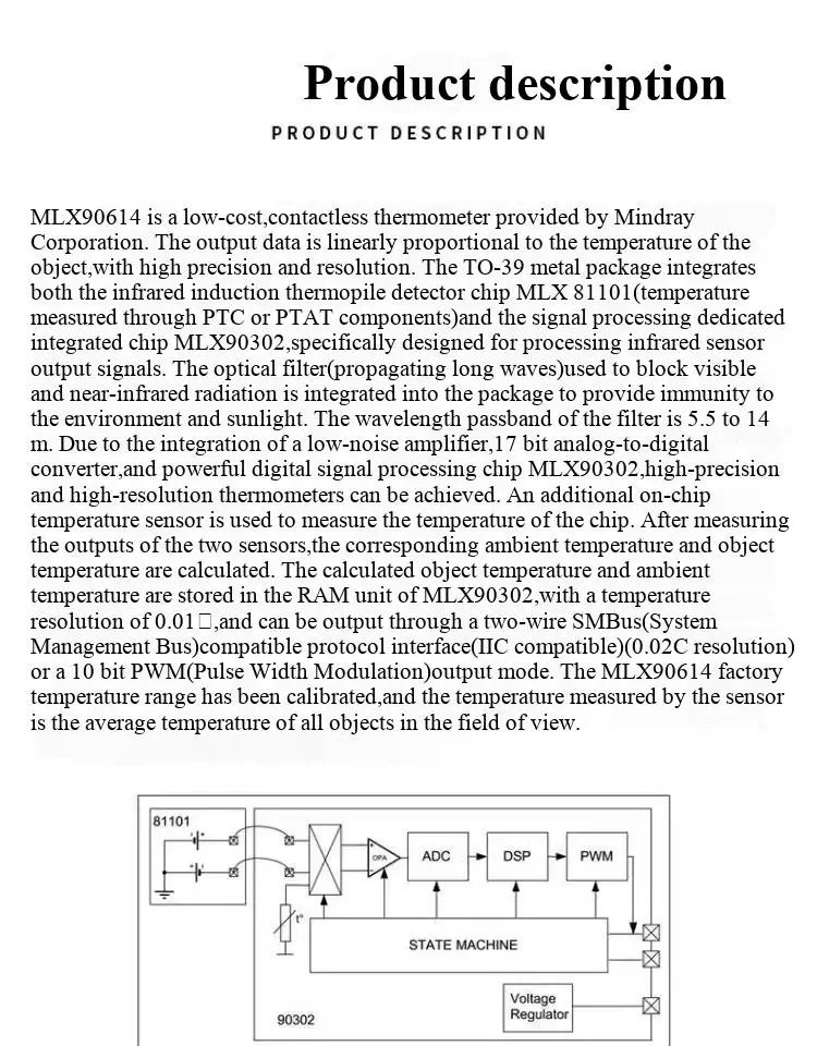 GY-906 MLX90614ESF BAA/BCC/DCI/DAA/DCC IR Infrarot-Temperaturmessungs-Sensormodul – Detail 3