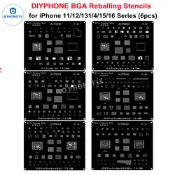 DIYPHOEN Kit de plantilla de reparación BGA de acero negro para iPhone 16 15Plus 14 Pro max 13 mini 12 11 IC CPU red de soldadura de plantación de estaño