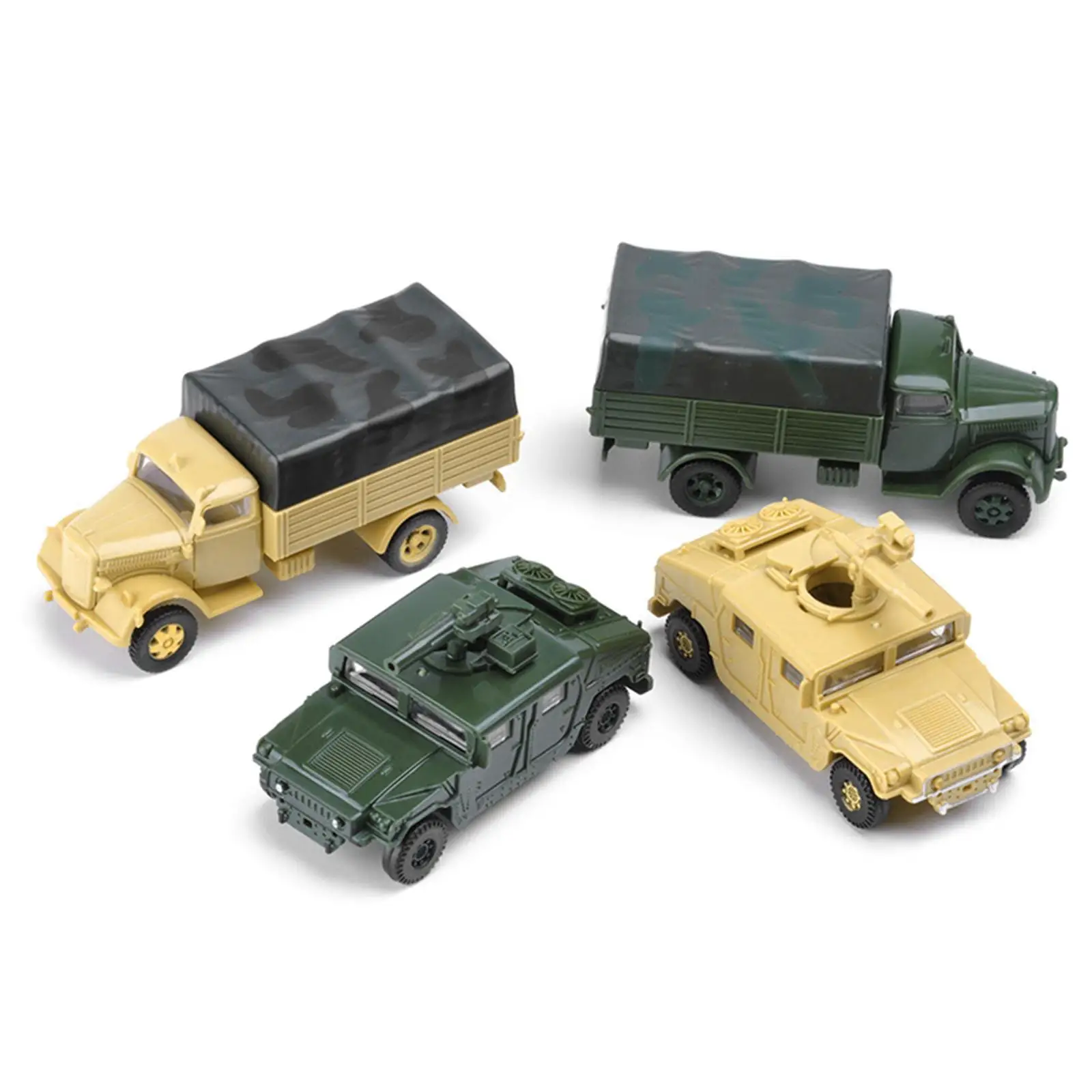 

4Pcs 1:72 4D Assemble Truck Micro Landscape Collectibles Building Kit Vehicle Model Toy Plastic USA Truck Table Toy