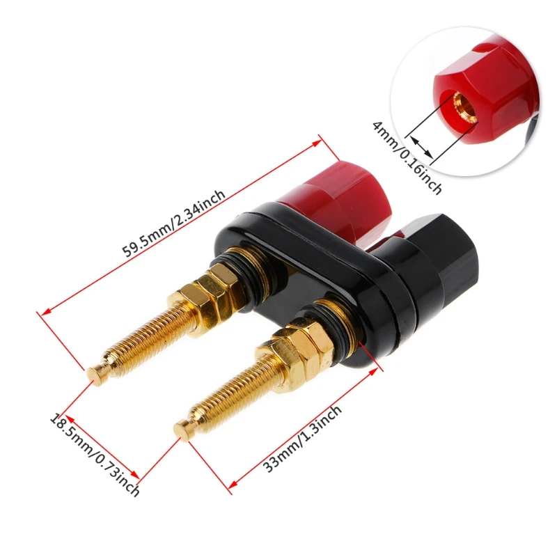 Gold Plated Banana Plug Connector Speaker Amplifier Extended Terminal Binding Po