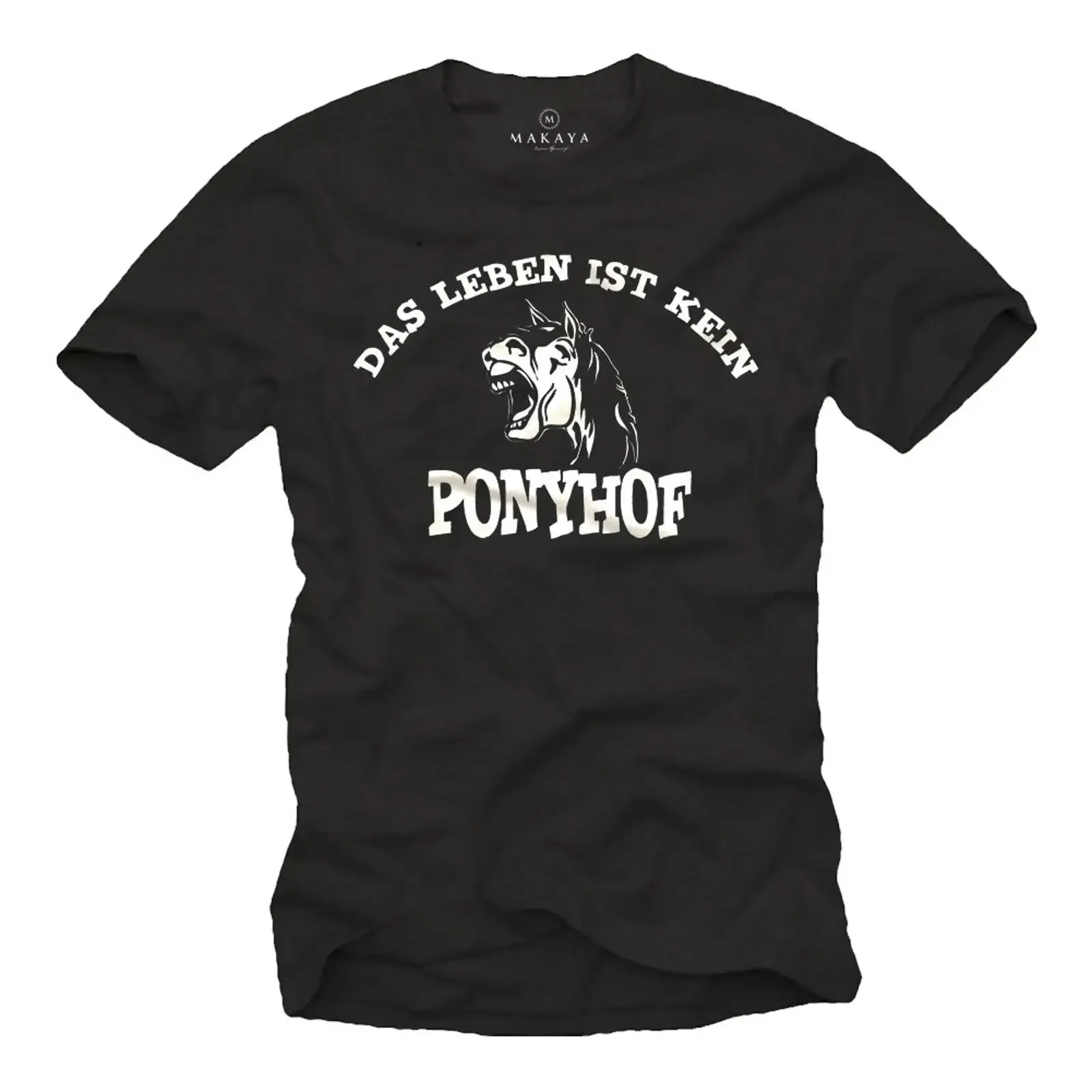 Sponsored Ad Funny T Shirt with German Text quot Das Leben ist kein Ponyhof Black Men S XXXL vintage Washed Unisex Stylish