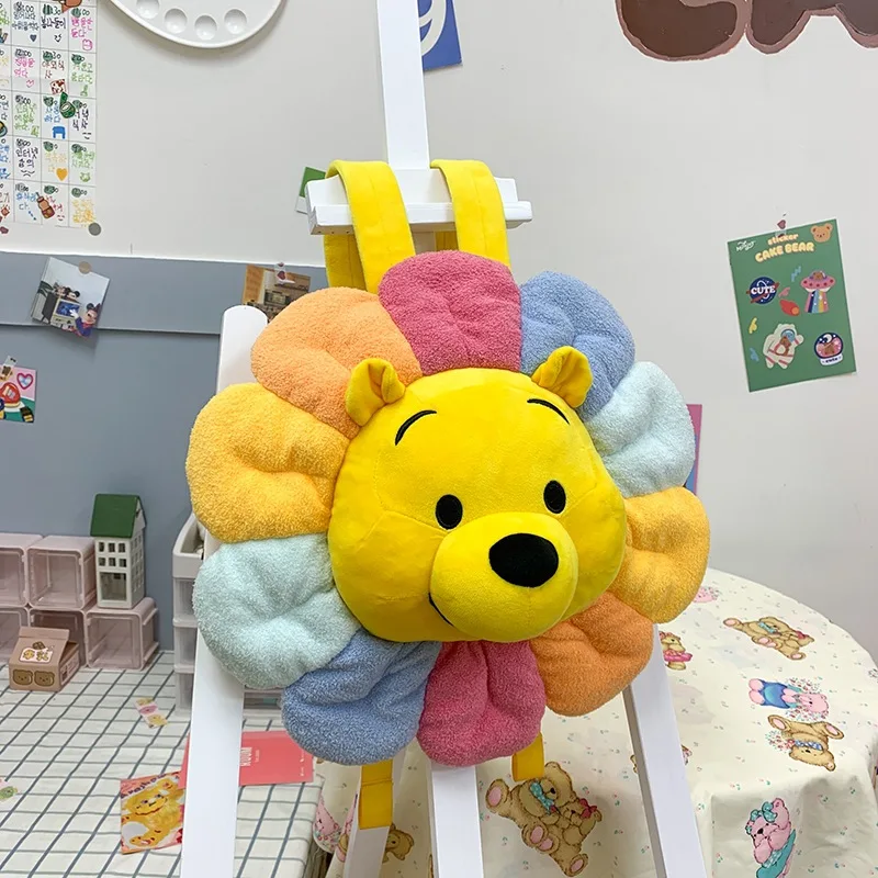 Mochila Kawaii de Disney para niños, Bolsa Escolar de viaje de dibujos animados, girasol, Winnie The Pooh, muñeco de peluche, regalo de moda