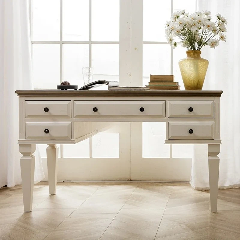 

American solid wood office computer desk study desk small apartment all solid wood
