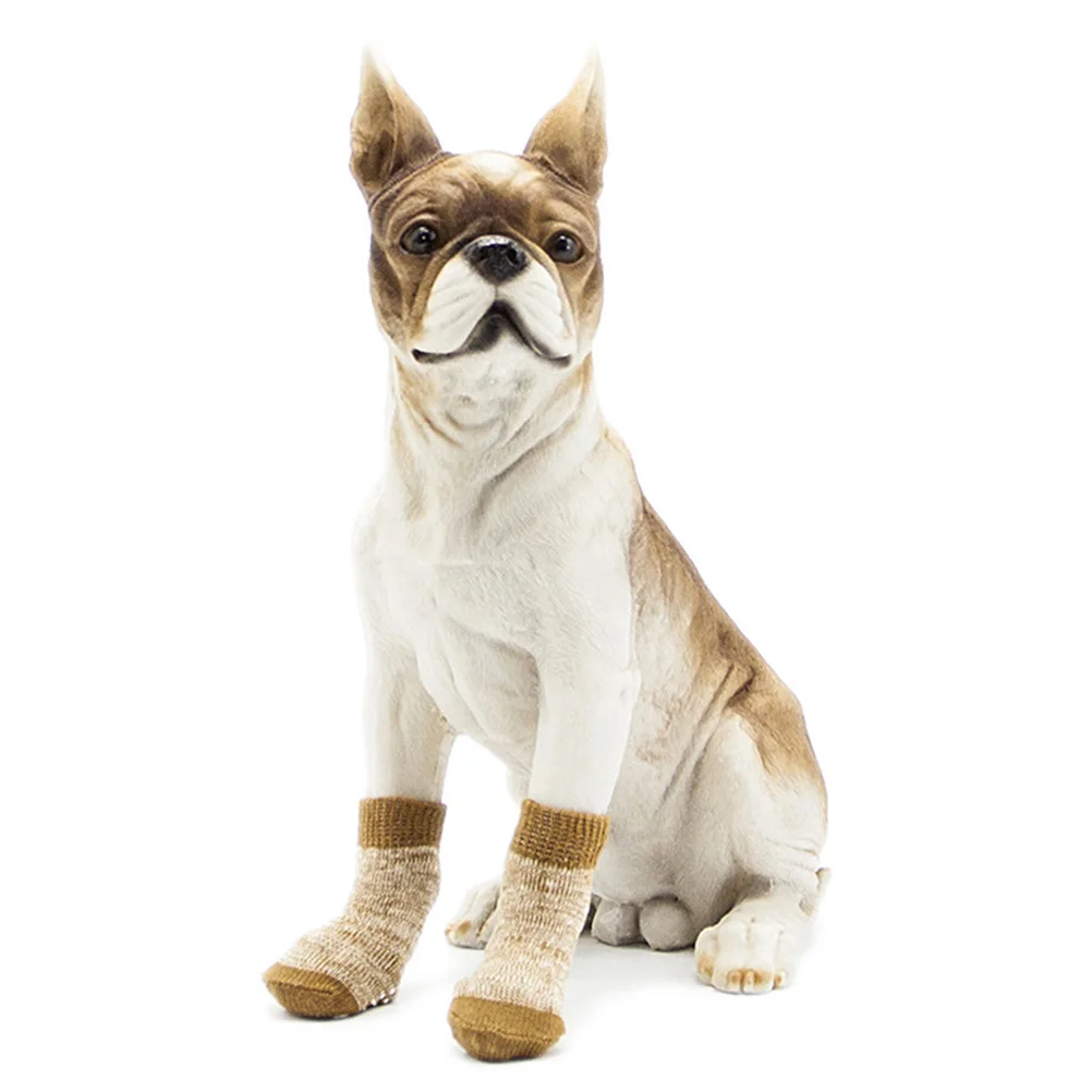4Pcs Dog Anti Slip Socks Cotton Pet Cotton Socks Protective Paw Covers Cold Weather Snow Ice Salt Resistant Dog Footwear