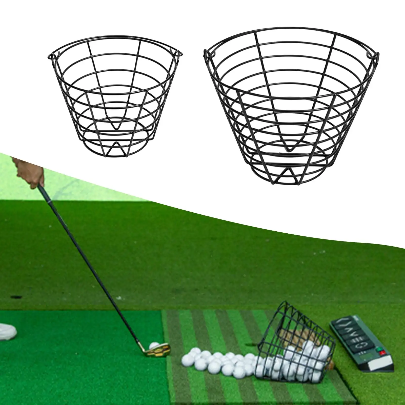 Golf Ball Storage Basket Portable Iron Golf Ball Holder Bucket with Handle for Driving Range Practice Supplies view 6